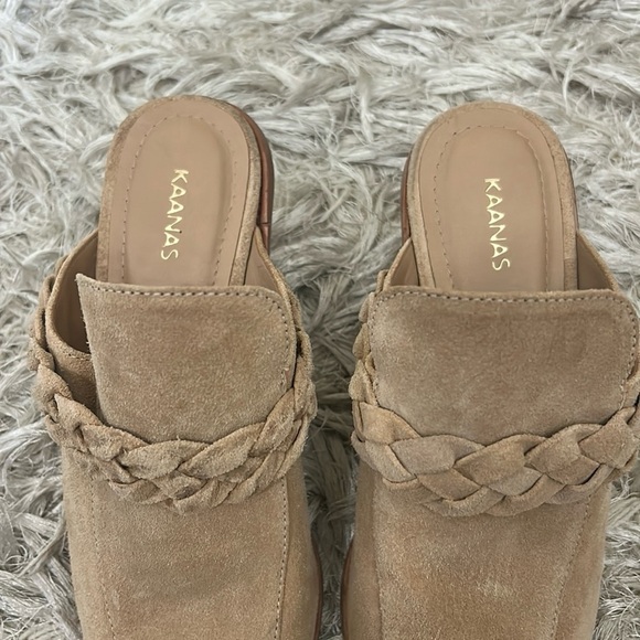 KAANAS Turin Beige Suede Pointed Toe Braided Mule Loafers size 9 - Picture 4 of 7